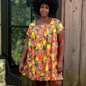 Print Fresh "Lemon Zest" Pintuck Nightgown, size Large, EUC